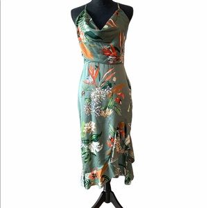 Midi Floral Ruffle Hem Dress